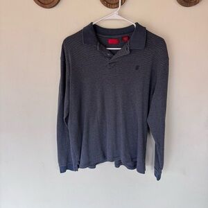 Vintage Izod Navy Striped long sleeve Polo rugby Shirt size medium